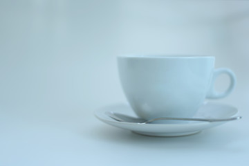 Coffee cup soft focus on white background