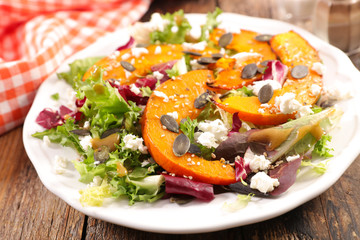 grilled pumpkin and salad