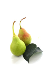 fruit pears and leaf isolated on white background, agriculture