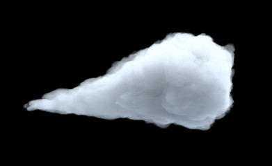 3d rendering of a white bulky cumulus cloud on a black background.