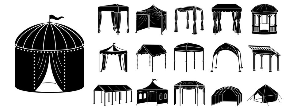 Canopy icon set. Simple set of canopy vector icons for web design on white background