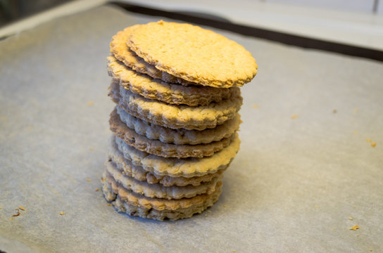 A Stack Of Graham Crackers On A Baking Sheet