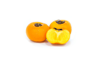 A piece of persimmon group on isolated white background.