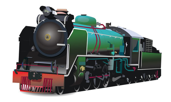 Pacific Steam Engine Vector, It was built in Japan,Used in Thailand in the past.