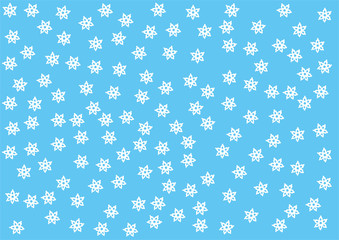 white snowflakes on blue background