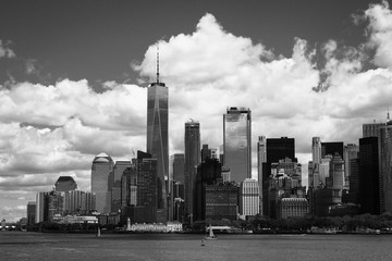 New York city skyline in black and white