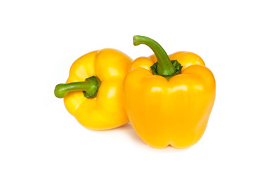 yellow bell pepper on white background.