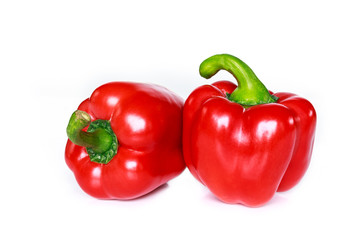 red bell pepper on white background.