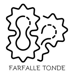 Farfalle tonde icon. Outline farfalle tonde vector icon for web design isolated on white background