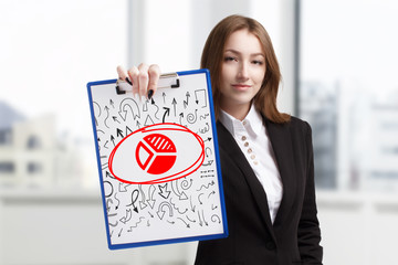 Business, technology, internet and networking concept. Young entrepreneur showing keyword: