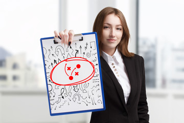 Business, technology, internet and networking concept. Young entrepreneur showing keyword: