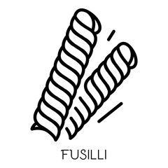 Fusilli pasta icon. Outline fusilli pasta vector icon for web design isolated on white background