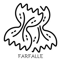 Farfalle pasta icon. Outline farfalle pasta vector icon for web design isolated on white background