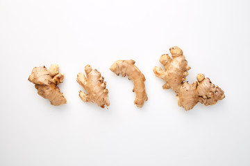 fresh ginger on white background