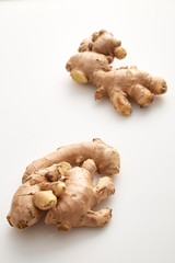 fresh ginger on white background