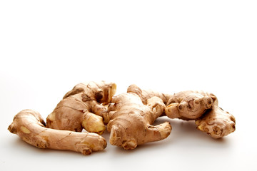 fresh ginger on white background