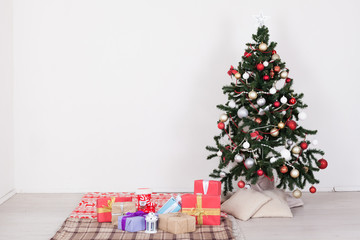 Christmas tree Garland lights new year gifts holiday background decor home