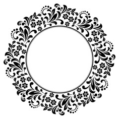 Decorative frame Elegant vector element for design in Eastern style, place for text. Floral black border. Lace illustration for invitations and greeting cards
