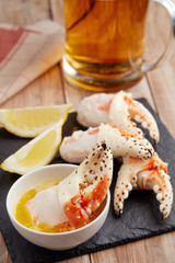 King crab fists with beer