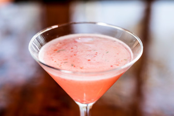 Fruity Martini in a Clear Glass with Blurred Background