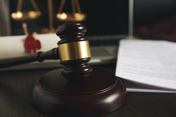 Notary's public pen and stamp on testament and last will. Notary public tools