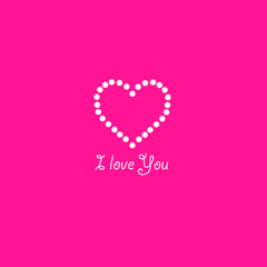 Heart of the lamps on a pink background. Valentines day card. Heart with inscription I Love You. Vector illustration