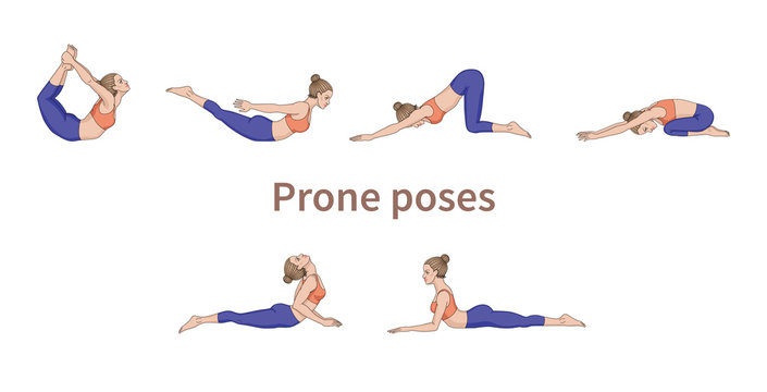 Women silhouettes. Collection of yoga poses.