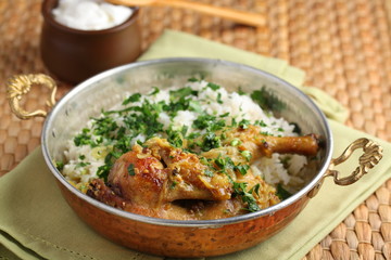 Roasted chicken with rice