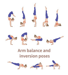 Women silhouettes. Collection of yoga poses.