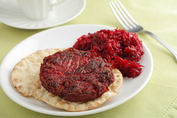 Swedish beef burger Biff a la Lindstrom