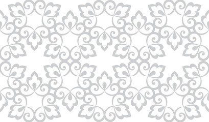 Fototapeta na wymiar Flower geometric pattern. Seamless vector background. White and grey ornament. Ornament for fabric, wallpaper, packaging, Decorative print.