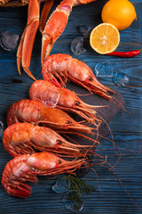 Closeup of far eastern botan shrimp with lemon