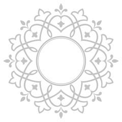 Decorative frame Elegant vector element for design in Eastern style, place for text. Floral grey border. Lace illustration for invitations and greeting cards