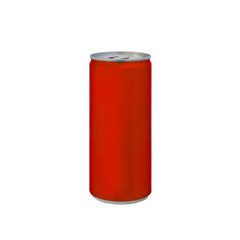 Aluminum red color soft drink soda can isolated on white background with clipping path