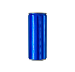 Aluminum blue color soft drink soda can isolated on white background with clipping path