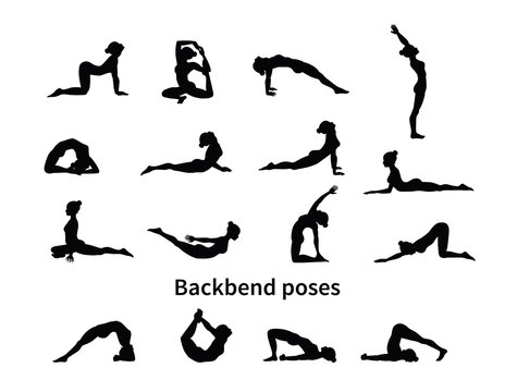 Women silhouettes. Collection of yoga poses.