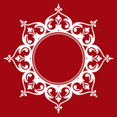 Decorative frame Elegant vector element for design in Eastern style, place for text. Floral red border. Lace illustration for invitations and greeting cards