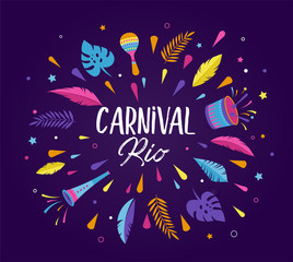 Fototapeta na wymiar Brazilian Carnival, music festival, masquerade flyer template