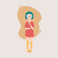 vector isolated illustration of girl chatting on smartphone