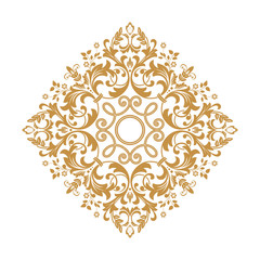 Damask graphic ornament. Floral design element. Gold vector pattern