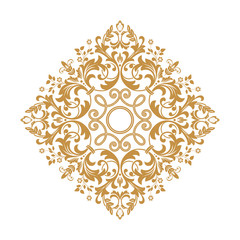 Damask graphic ornament. Floral design element. Gold vector pattern