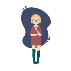 vector isolated illustration of girl chatting on smartphone