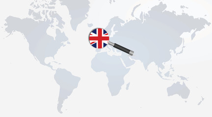 Great Britain flag in magnifying glass. vector illustration