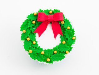 Christmas homemade cupcakes on white background