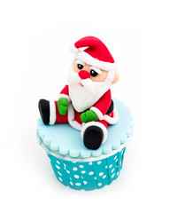 Christmas homemade cupcakes on white background