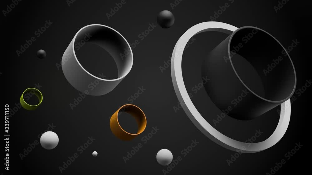 Poster simple abstract background made of tubes with spheres. 3d render geometry shapes. loopable animation
