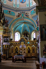 Fototapeta na wymiar Berezhany, Ukraine - August 24, 2013: Beautiful interior of the Ukrainian Greek Catholic Church