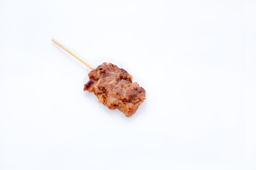 Thai style's Roasted pork stick on isolated white background.