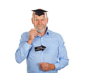 Man with university degree on isolated