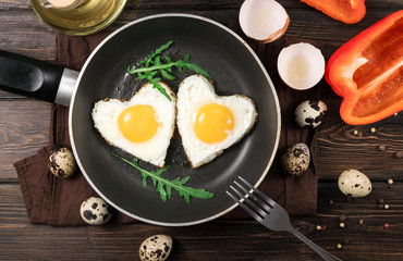 fried eggs in a skillet